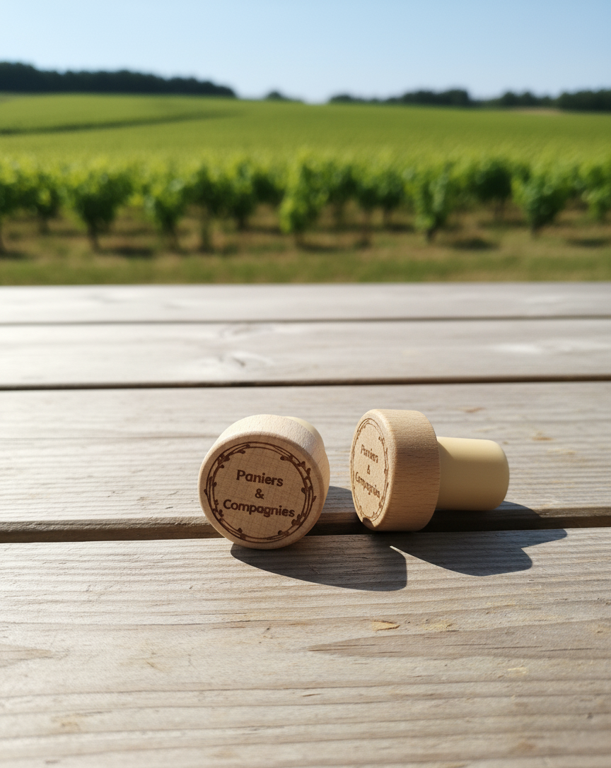 Bouchon de bouteille gravé : Paniers & Compagnies